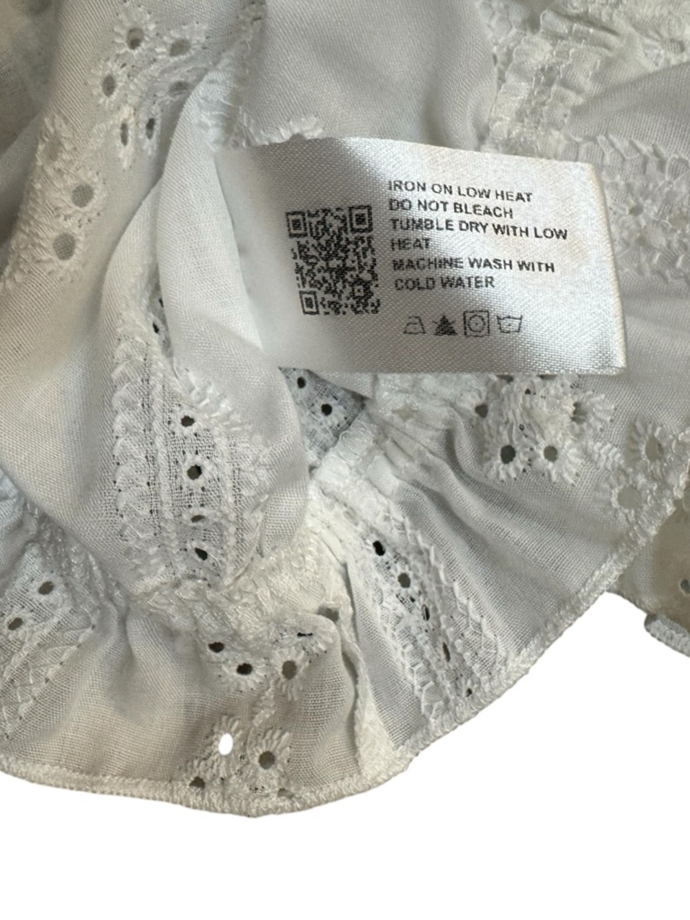 Cider Eyelet Crop Top White Tie Front Ruffle Sleeve Boho XL - Picture 7 of 7